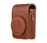 Andoer Borsa per fotocamera, borsa portatile in ecopelle con tracolla compatibile con Sony RX100/ RX100 II/ RX100 III/ RX100 IV/RX100V/RX100 VI/ RX100 VII/ ZV1 per Ricoh GR2/ GR3, marrone