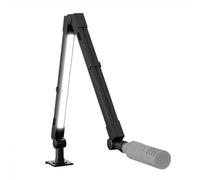 Andoer Braccio per microfono da scrivania con luce di riempimento a LED, 2700K-6500K, telecomando, supporto microfono, supporto per forbice regolabile con sospensione per gaming, streaming live
