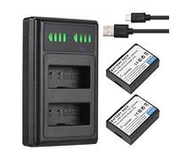 Andoer Caricabatterie LP-E10 a 2 slot con indicatori LED + 2 batterie LP-E10 7,4 V 2200 mAh con sostituzione del cavo di ricarica USB per Canon 1100D 1200D 1300D Rebel T3 T5 Kiss X50 X70