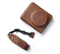 Andoer Custodia per fotocamera digitale, in pelle PU, con tracolla rimovibile, compatibile con Canon G7X2/G7X3, Marrone, Compatto