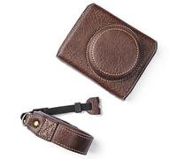 Andoer Custodia per fotocamera digitale, in pelle PU, con tracolla rimovibile, compatibile con Canon G7X2/G7X3, Marrone chiaro