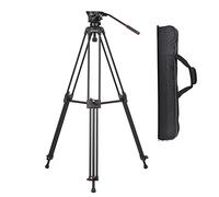Andoer D1801 Treppiede per fotografia professionale Lega di alluminio con testa a tazza idraulica per fluidi panoramici a 360° 3 sezioni estensibile max. Altezza 180 cm/71 pollici Capacità
