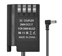 Andoer DMW-DCC17 - Batteria fittizia con spina DC, cavo dritto, DMW-BLK22, ricambio per fotocamere Panasonic LUMIX S5 DC-S5K DC-S5GK GH6