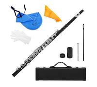 Andoer - Flauto traverso in Do, in nickel placcato argento, 16 fori, Strumento a fiato con sughero, panno di pulizia, scovolo, mini Custodia imbottita e cacciavite, blu