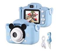 Andoer Fotocamera digitale, 1080P 2,0 pollici Fotocamera per bambini, con cinghia, regali ideali per bambini di 3-10 anni, blu mouse