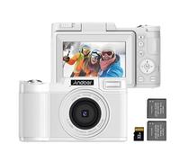 Andoer Fotocamera digitale compatta, 48 MP, 4K, con schermo girevole TFT da 3,0 pollici, fotocamera con zoom digitale 16, scheda da 32 GB per bambini, principianti, adulti