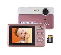 Andoer Fotocamera digitale compatta da 2,4 pollici, fotocamera digitale 4K 48MP con zoom 16X, scheda di memoria da 32GB, principianti, bambino, adulto, rosa