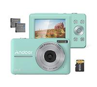 Andoer Fotocamera digitale con scheda SD 32 GB 2 pz batterie ricaricabili 1080 P 44 M HD 16X Zoom digitale Anti-shake Messa a fuoco automatica 2.5 schermo IPS sorriso LCD per bambini, Verde menta