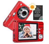 Andoer Fotocamera digitale, fotocamera digitale compatta da 18 MP con schermo LCD da 2,7 pollici, zoom digitale 8x, fotocamera anti-shake per vlogging con 2 batterie, portatile, per bambini