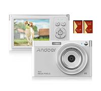 Andoer Fotocamera digitale, messa a fuoco automatica, 16 x zoom digitale, schermo IPS, fotocamera compatta, flash integrato con 2 batterie per bambini, ragazzi, principianti, studenti e anziani
