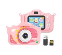 Andoer Fotocamera digitale per bambini 1080P Carina Videocamera digitale per bambini Doppia lente Schermo IPS da 2.0 pollici 48M Giochi fotografici con tracolla 32 GB TF Card Lettore di schede USB