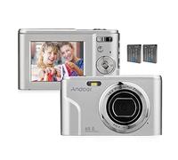 Andoer Fotocamera digitale portatile 48MP 1080P Schermo IPS da 2,4 pollici Zoom 16X Messa a fuoco automatica Autoscatto 128 GB Memoria estesa Rilevamento del volto Anti-Shaking con 2 batterie Cinghia