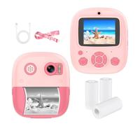 Andoer Fotocamera istantanea per bambini, 1080P, fotocamera digitale per bambini, 2,4", doppia lente con zoom 8x, 3 rotoli di carta termica, regalo per bambini 3-12 anni