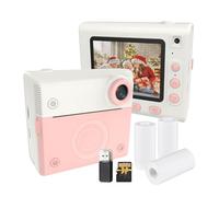 Andoer Fotocamera istantanea per bambini, 1080P, fotocamera digitale per bambini, fotocamera istantanea da 2,8", 3 rotoli di carta termica da 32 GB, lettore di schede, regalo per bambini 3-12 anni