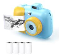 Andoer Fotocamera istantanea per bambini, 2,7 K 4 MP, fotocamera digitale per bambini con zoom digitale 16x, macchina fotografica da 2,4" per bambini con 4 rotoli di carta stampata, regalo per ragazze