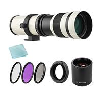 Andoer Fotocamera MF Super Telezoom F/8,3-16 420-800 mm T Mount + set di filtri UV/CPL/FLD + 2 convertitori da 420-800 mm + anello adattatore T2-EOS ricambio per fotocamere Canon EF-Mount EOS Rebel