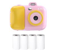 Andoer Fotocamera per bambini, 2,7 K 42 MP Fotocamera per bambini, 2,4 pollici, fotocamera istantanea per bambini, con 16 x zoom digitale, 4 rotoli di carta da stampa, regali per bambini e ragazze