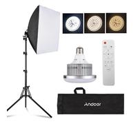 Andoer Kit di Illuminazione Softbox per Fotografia in Studio, Inclusa Luce LED Bicolore da 85 W + Softbox 40x40 cm + Supporto Luce da 1,7 m + Telecomando + 1 * Custodia per Trasporto