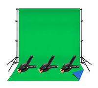 Andoer Kit per fondali fotografici per studio professionale Andoer con schermo di sfondo lavabile bicolore 6,6 * 10 piedi + staffa per supporto per sfondo 6,6 * 10 piedi + 3 morsetti per fondale