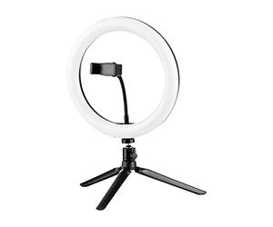 Andoer Kit per streaming video con anello LED da 10 pollici, testa sferica, mini treppiede, telecomando con supporto per telefono