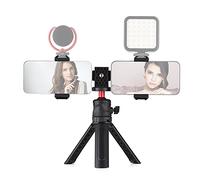 Andoer Kit video multifunzionale per smartphone, include supporto universale per treppiede per telefono con doppio supporto per telefono, 4 supporti per scarpe fredde, treppiede da tavolo per Vlog