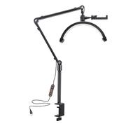 Andoer lampada video a LED da 10 W, dimmerabile, 3200 K-5600 K, floor lamp per ciglia con cavo USB, morsetto a C, supporto per vlogging, salone di bellezza, trucco