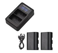 Andoer LP-E6 / E6N Kit batteria e caricabatterie 2 pezzi 7,4 V 2650 mAh Batteria + 1 LED2-LPE6 Caricatore per batteria per fotocamera a doppio canale porta USB Display LCD di ricambio per Canon EOS