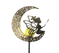 Andoer Luce solare esterna in metallo decorazione da giardino luce impermeabile prato lampada auto ON/OFF per esterno giardino patio cortile prato prato luce luna e fiore fata palo