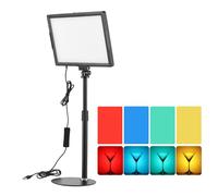 Andoer Luce video a LED, 15 W, 3000 K - 6500 K, dimmerabile, luce continua a LED con treppiede, alimentazione tramite USB, per streaming live, registrazione video, riunioni online, lezioni, giochi