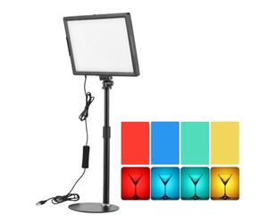Andoer Luce video a LED, 15 W, 3000 K - 6500 K, dimmerabile, luce continua a LED con treppiede, alimentazione tramite USB, per streaming live, registrazione video, riunioni online, lezioni, giochi