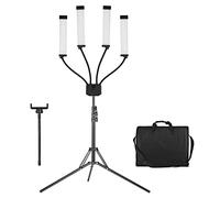 Andoer Luce video a LED, flessibile, 4 bracci LED, 3200 K-5600 K, dimmerabile, con supporto per telefono, treppiedi luminosi, 1,6 m, borsa per lo streaming live vlogging, ritratto di matrimonio,