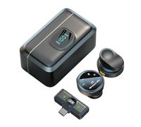 Andoer Microfono wireless One-Trigger-Two 2.4G con attacco magnetico per smartphone con cancellazione del rumore Monitoraggio in tempo reale Batteria integrata con custodia di ricarica per telefono