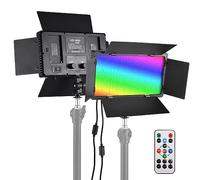 Andoer Pannello LED RGB per videocamera, 352 LED, dimmerabile, 3200 K-5600 K, serie DC/NP, con telecomando in metallo, per YouTube, TikTok, Zoom, fotografia, conferenze, streaming live