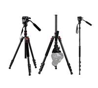 Andoer Professional - Supporto per treppiede per fotocamera in alluminio portatile, monopiede, 200 cm, ricarica utile regolabile in 4 sezioni da 8 kg, con custodia per il trasporto