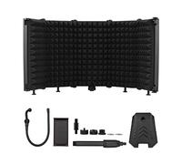 Andoer Schermo di isolamento per microfono pieghevole a 5 pannelli Microfono fonoassorbente riflettore in schiuma con microfono da 3/8 pollici e 5/8 pollici Supporto filettato Supporto da tavolo Clip