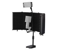 Andoer Scudo Isolamento Microfono Pieghevole, Riflettore in Schiuma Assorbente Suono con Microfono da 3/8" e 5/8" Supporto Scrivania, Clip per Tablet