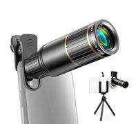 Andoer Set di 22 obiettivi per telefono con supporto per telefono, clip per obiettivo, panno per la pulizia degli occhi, mini treppiedi per escursioni, campeggio, osservazione degli animali, luna,