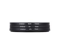 Andoer Set di filtri circolari da 72 mm UV + CPL + ND8 filtro polarizzatore circolare ND8 filtro a densità neutra con borsa per fotocamere DSLR Nikon Canon Pentax Sony