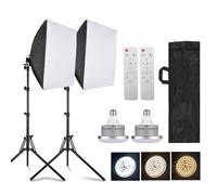 Andoer Set di luci fotografiche da studio, softbox bicolore LED 85W * 2 + 40x40 cm * 2 + 1,7 m * 2 + telecomando * 2 + custodia