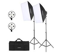 Andoer Set illuminazione softbox 2 x 50x70 cm, 2 x 4 in 1, 2 trépiedi luce 2 m, borsa trasporto per studio ritratto, fotografia prodotto, foto moda, YouTube