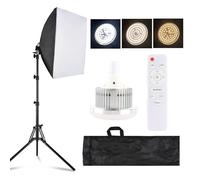 Andoer Softbox - Set di luci a LED da 85 W, con softbox da 40 x 40 cm, 1,7 m, treppiede, telecomando, borsa per lo studio, ritratto, fotografia di prodotti (spina europea)