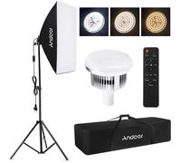 Andoer Studio Softbox Set di illuminazione con lampadina LED bicolore 85W 2800K-5700K 50x70cm Softbox 2m Supporto luce Telecomando