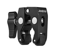 Andoer Super Clamp - Pinza per gattonare con foro per vite da 1/4" e 3/8", per fotocamera DSLR Rig LCD monitor studio luce Magic Arm, nero