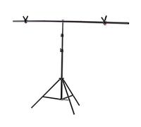 Andoer Supporto per sfondo a forma di T, 2 x 2 m, 6,5 x 6,5 m, in lega di alluminio, portatile, altezza regolabile per studio fotografico, video con clip a molla, colore nero