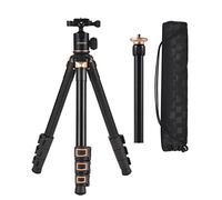 Andoer Treppiede 140 cm, leggero treppiede con giunto sferico girevole a 360°, asse centrale rimovibile a 2 sezioni Borsa per il trasporto per fotocamere DSLR Videocamere Smartphone