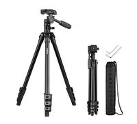 Andoer Treppiede per Fotocamera con colonna centrale Transversal, con testa girevole e inclinabile a 3 vie per fotocamere DSLR, videocamere, mini proiettore
