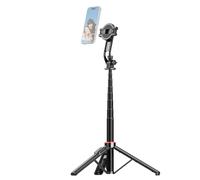 Andoer Treppiede per selfie stick da 130 cm, supporto per cellulare con clip magnetica per telefono, scatto remoto, vite da 1/4", supporto per telefono per selfie Vlog streaming, video di gruppo