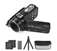 Andoer Videocamera, videocamera da 2,7 K, fotocamera Vlogging da 48 MP, zoom digitale 16x, touch screen da 3,0 pollici, con 2 batterie, telecomando, mini treppiede, borsa per il trasporto