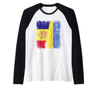 Andorra Ucraina Mezza Bandiera Andoriana Patrimonio ucraino Maglia con Maniche Raglan