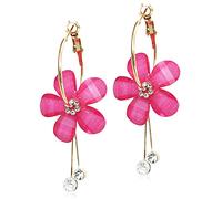 ANDPAI Eleganti orecchini romantici in cristallo di Boemia Acrilico Rosa Pendenti Cinque Foglie Esagerato Rotondo Cerchio Lungo Nappa Orecchino per Le Donne Dichiarazione, Metallo
